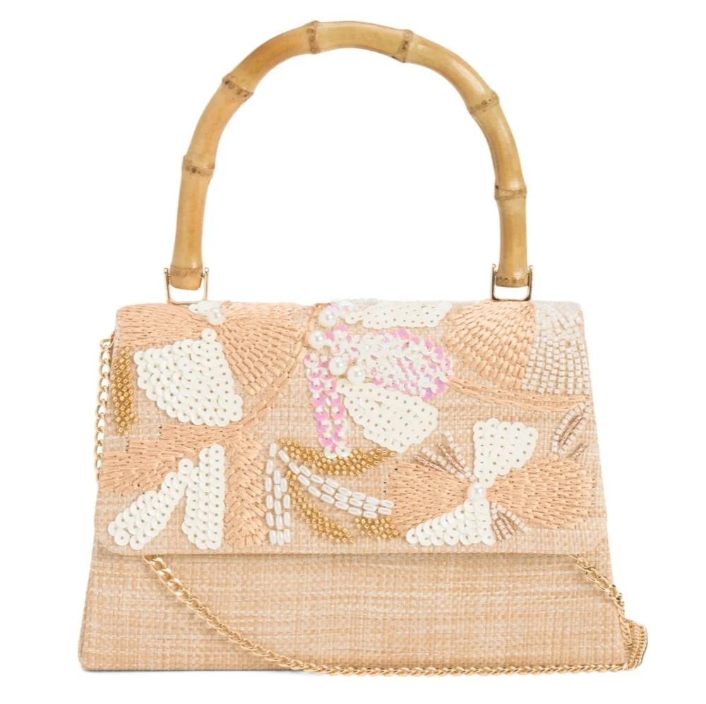 Haute Hippie Sequin Shoulder Bag with Bamboo Handle